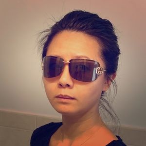 Gucci metal frame sunglasses - gold/tan color